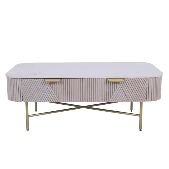 Coffee Table with Storage - White, Marble