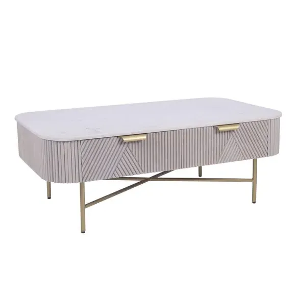 Coffee Table with Storage - White, Marble