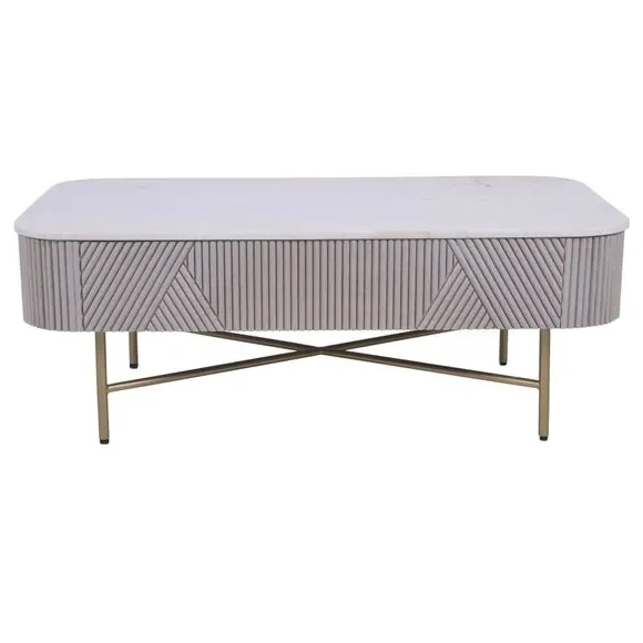 Coffee Table with Storage - White, Marble