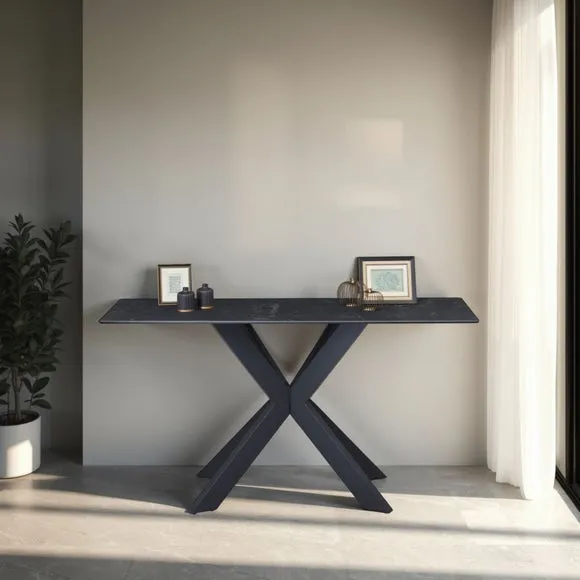 Console Table with Ceramic Top - Black, Metal image