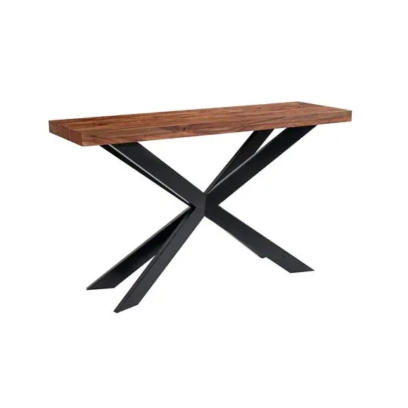 Console Table with X-Frame - Dark Wood, Sheesham