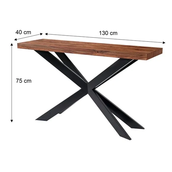 Console Table with X-Frame - Dark Wood, Sheesham