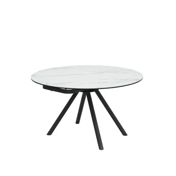 Extendable Round Dining Table - White, Ceramic