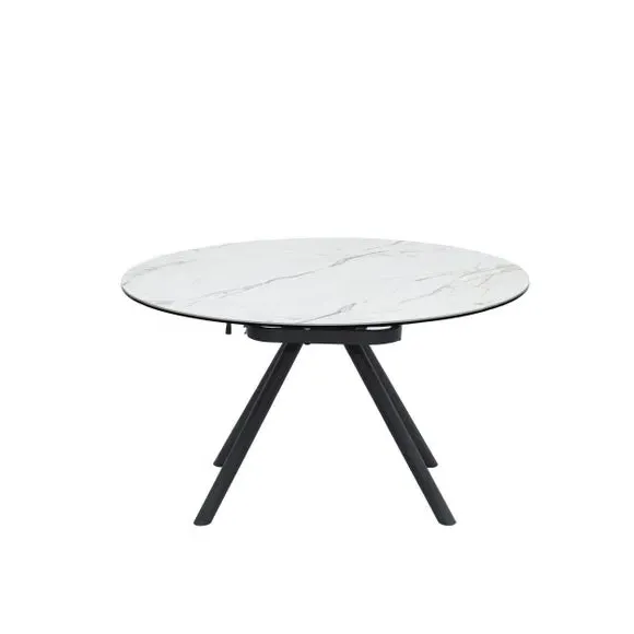 Extendable Round Dining Table - White, Ceramic