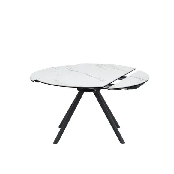 Extendable Round Dining Table - White, Ceramic
