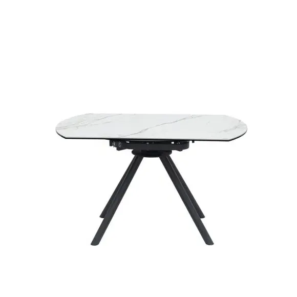 Extendable Round Dining Table - White, Ceramic