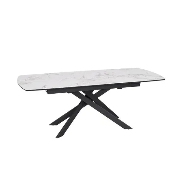 Extending Dining Table - White Marble, Ceramic