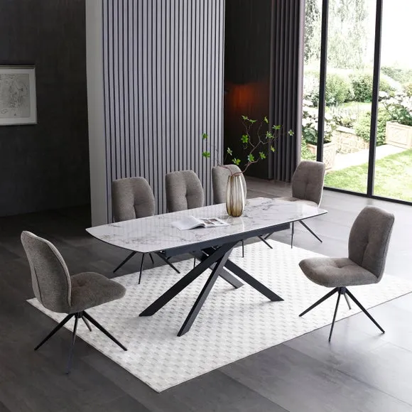 Extending Dining Table with 6 Chairs - Grey image