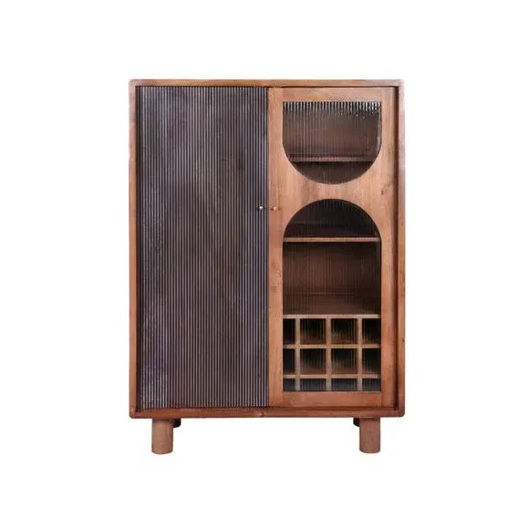 Highboard Drinks Cabinet with Wine Storage - Natural