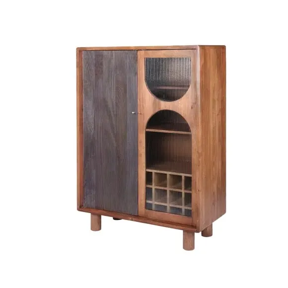 Highboard Drinks Cabinet with Wine Storage - Natural