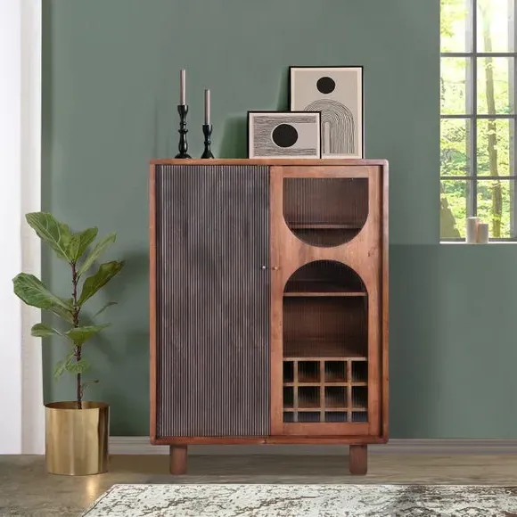 Highboard Drinks Cabinet with Wine Storage - Natural image