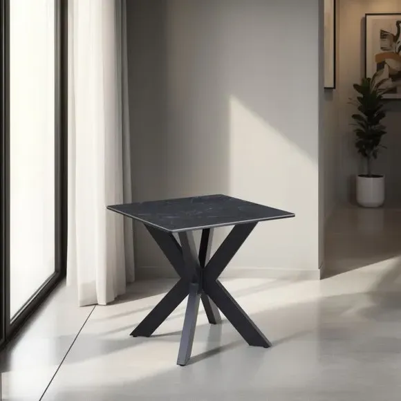 Lamp Table with Ceramic Top - Black, Metal image