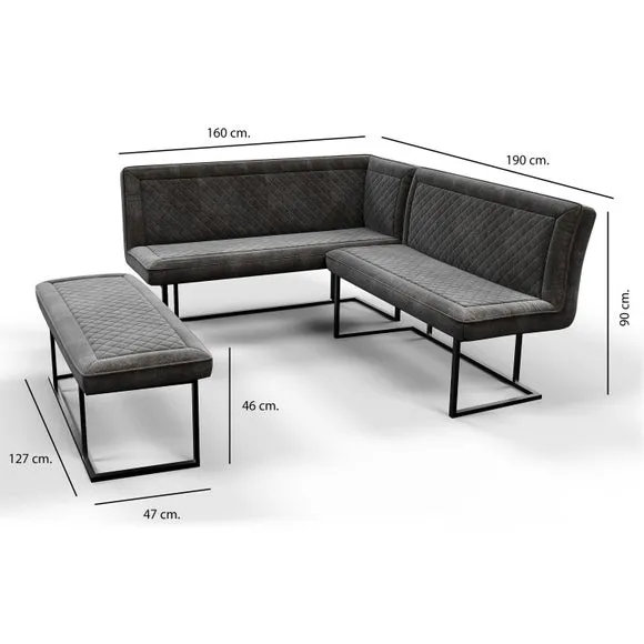 Left Corner Dining Bench - Grey