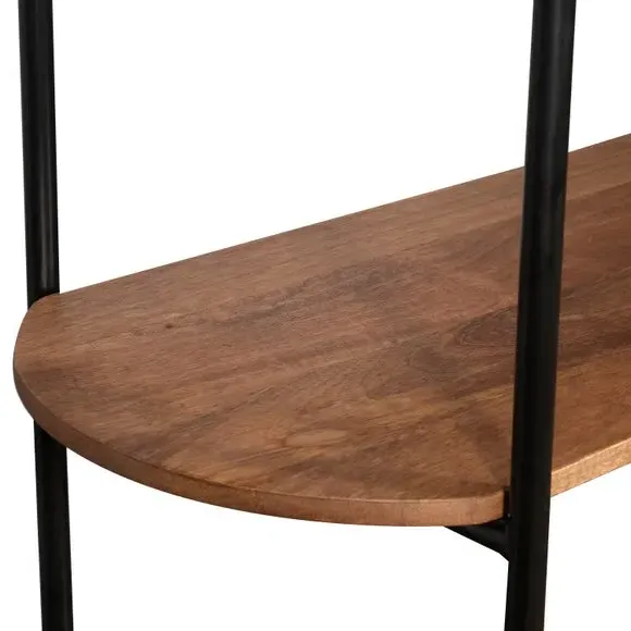 Oval Bookshelf with Storage - Black, Mango Wood
