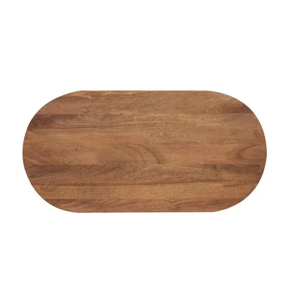 Oval Coffee Table with Ribbed Design - Natural