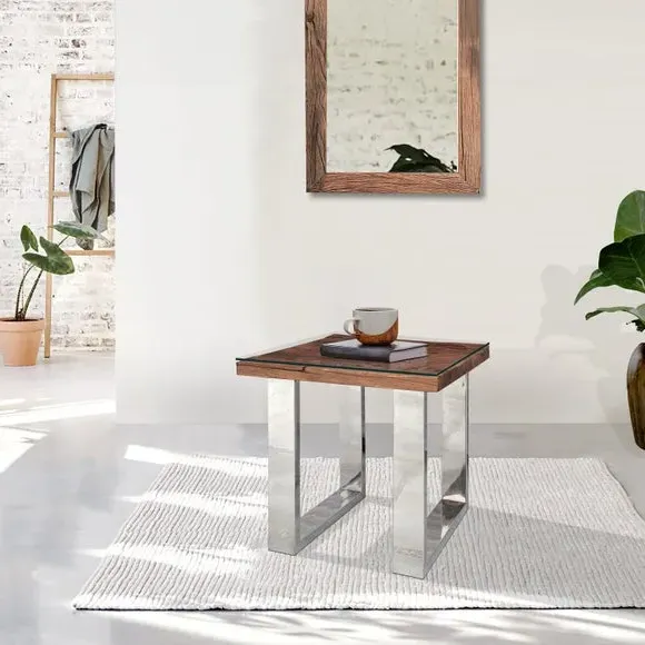 Railway Sleeper Side Table - Natural, Wood image