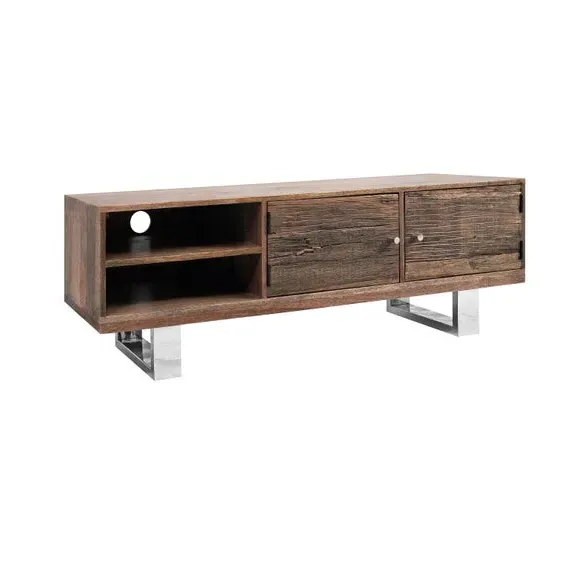 Railway Sleeper TV Unit with Storage - Natural Wood
