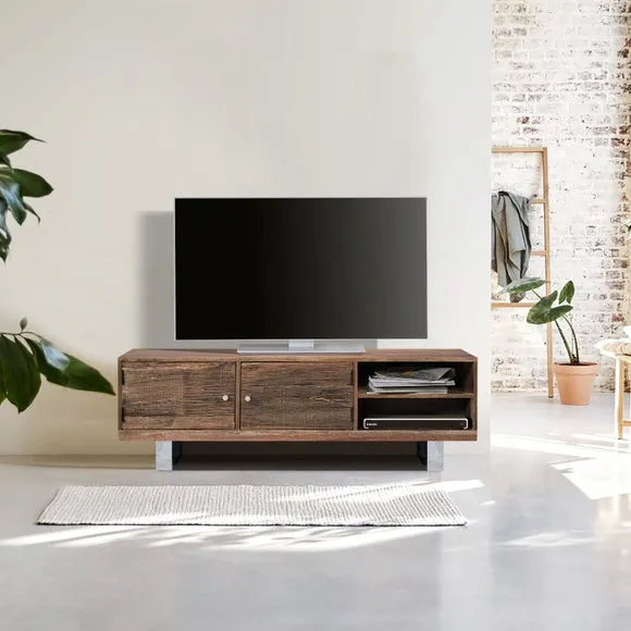 Railway Sleeper TV Unit with Storage - Natural Wood image