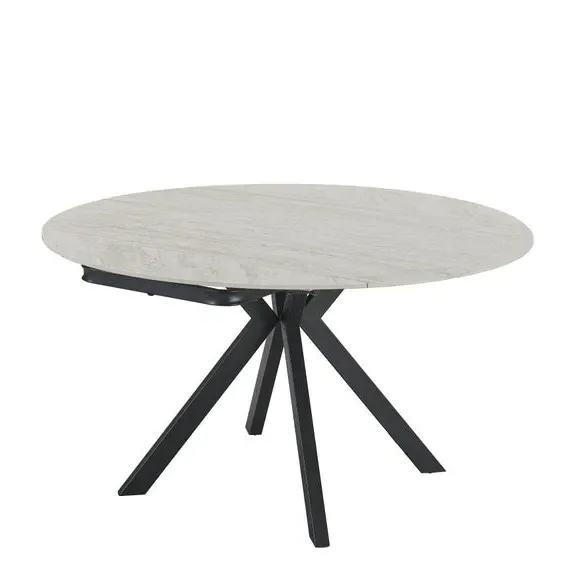 Round Extendable Dining Table - Beige, Ceramic