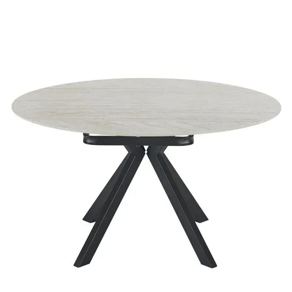 Round Extendable Dining Table - Beige, Ceramic