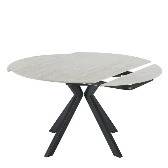Round Extendable Dining Table - Beige, Ceramic