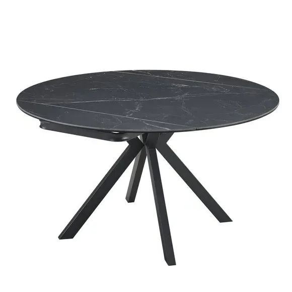 Round Extendable Dining Table - Black, Ceramic