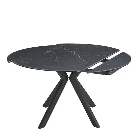 Round Extendable Dining Table - Black, Ceramic