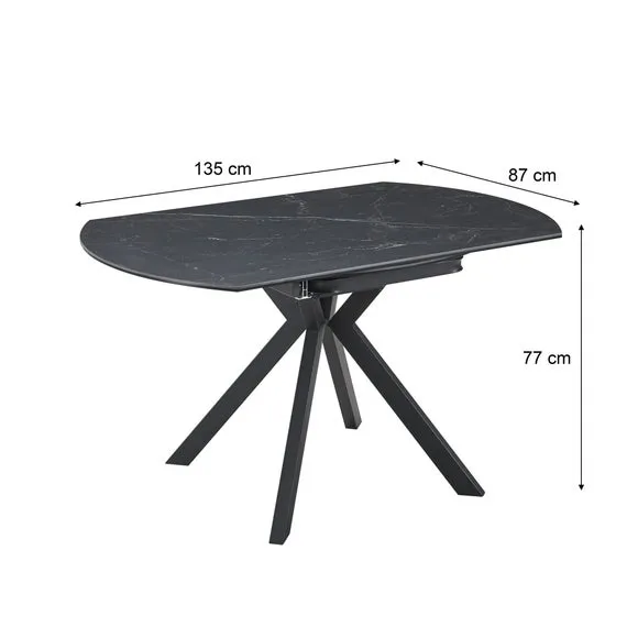 Round Extendable Dining Table - Black, Ceramic