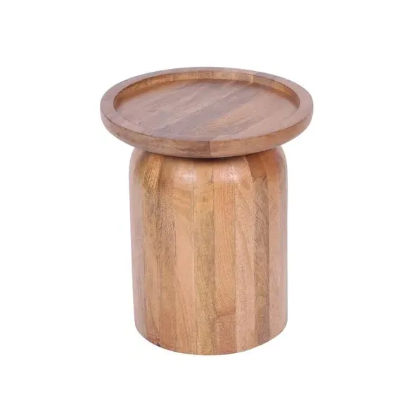 Round Side Table - Light Wood, Mango Wood