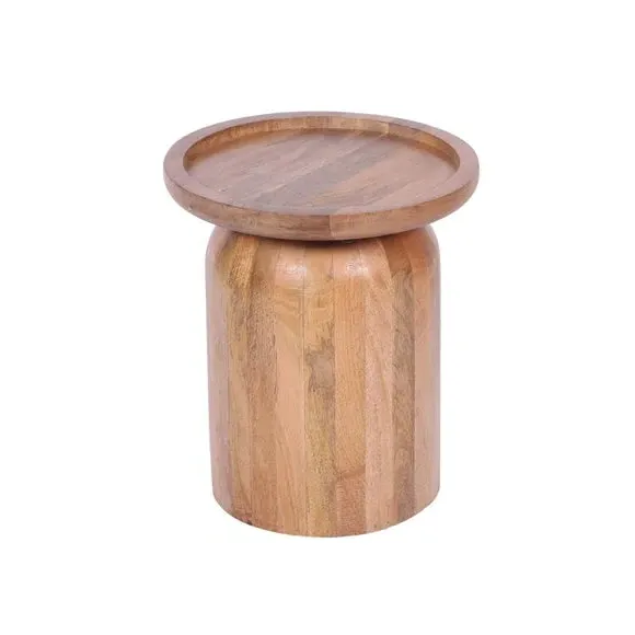 Round Side Table - Light Wood, Mango Wood