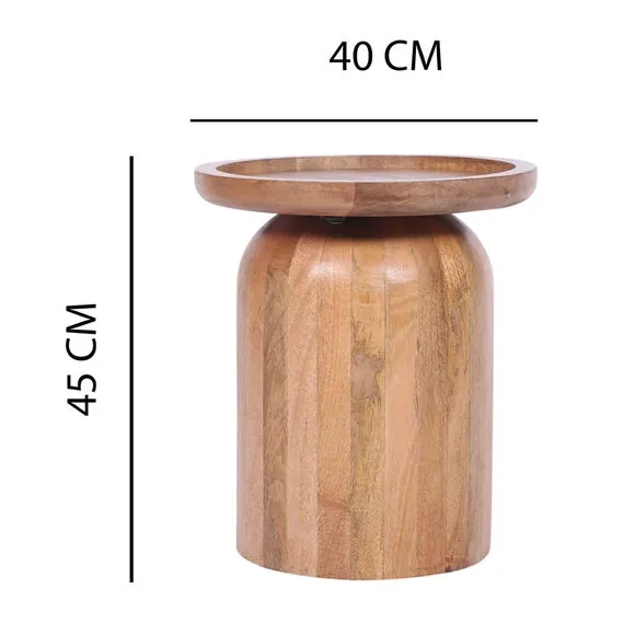 Round Side Table - Light Wood, Mango Wood