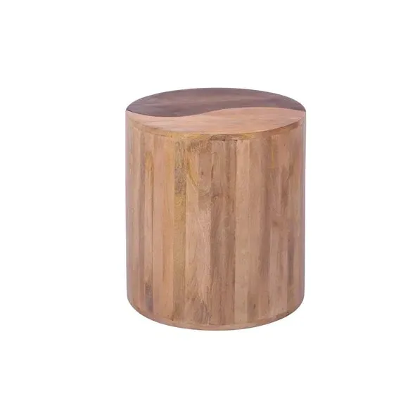 Round Side Table Two-Tone - Natural, Mango Wood