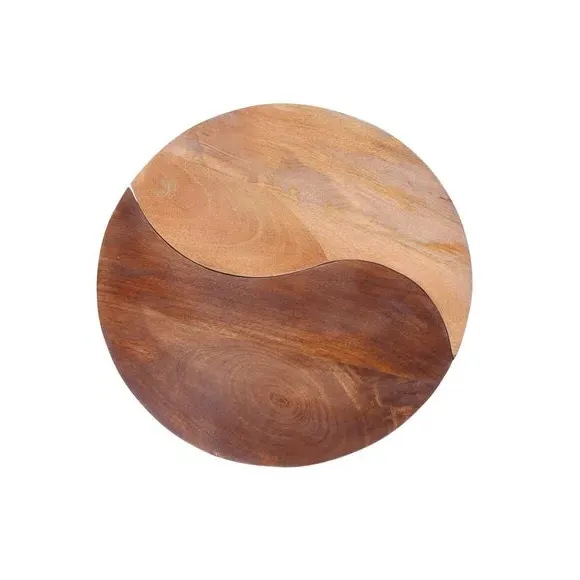 Round Side Table Two-Tone - Natural, Mango Wood
