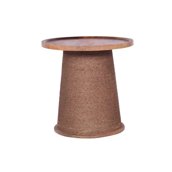 Round Side Table with Rope Detail - Natural, Mango