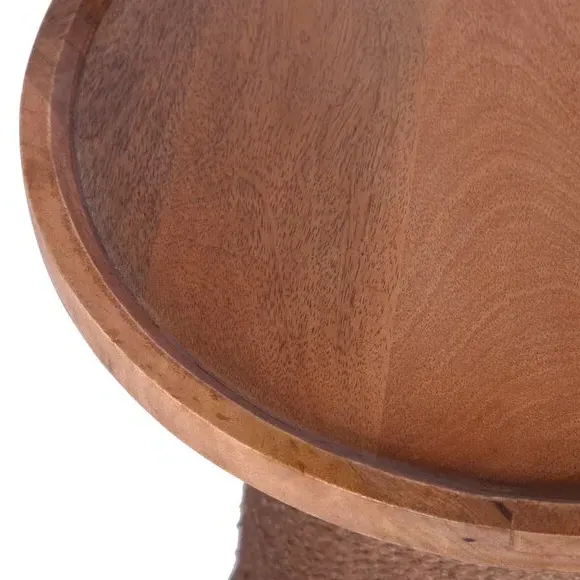 Round Side Table with Rope Detail - Natural, Mango