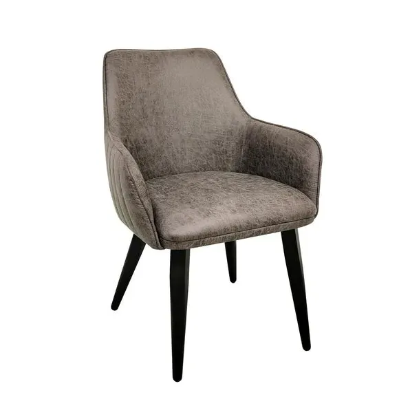 Set of 2 Dining Chairs - Grey, Faux Leather