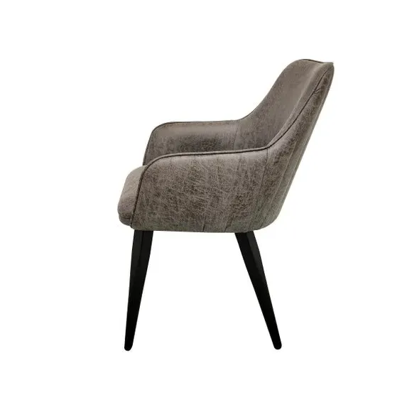Set of 2 Dining Chairs - Grey, Faux Leather