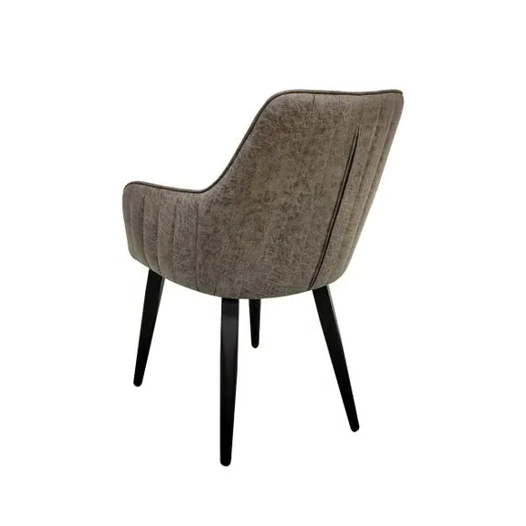Set of 2 Dining Chairs - Grey, Faux Leather