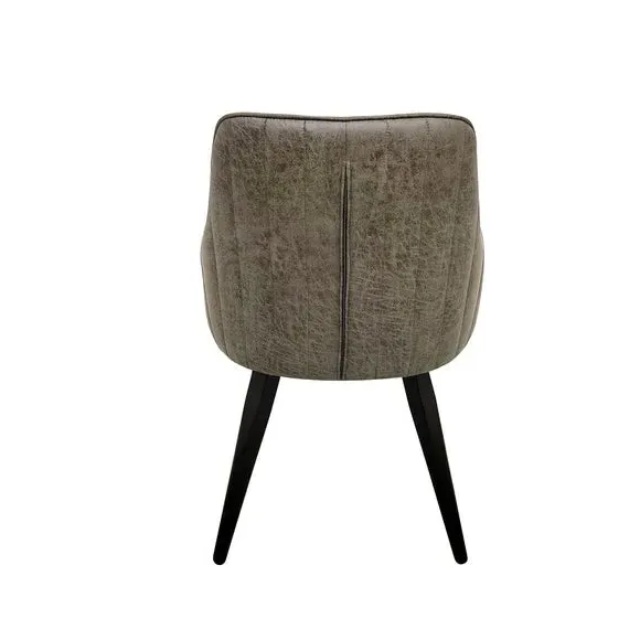 Set of 2 Dining Chairs - Grey, Faux Leather