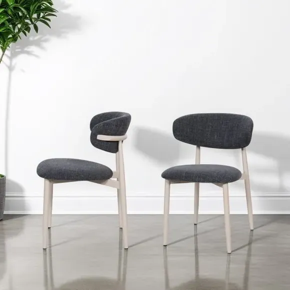Set of 2 Dining Chairs with Curved Back - Charcoal image