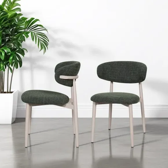 Set of 2 Dining Chairs with Curved Back - Forest