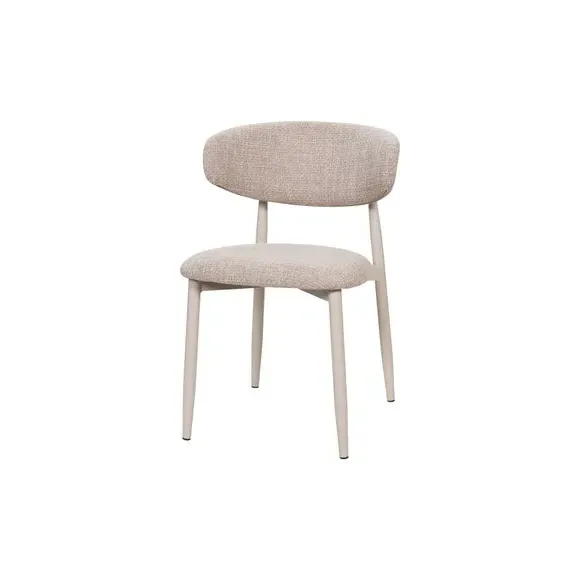 Set of 2 Dining Chairs with Curved Back - Oatmeal