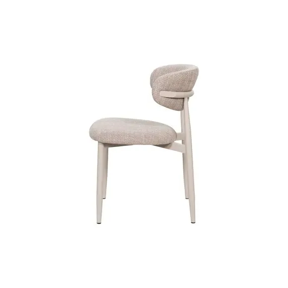Set of 2 Dining Chairs with Curved Back - Oatmeal