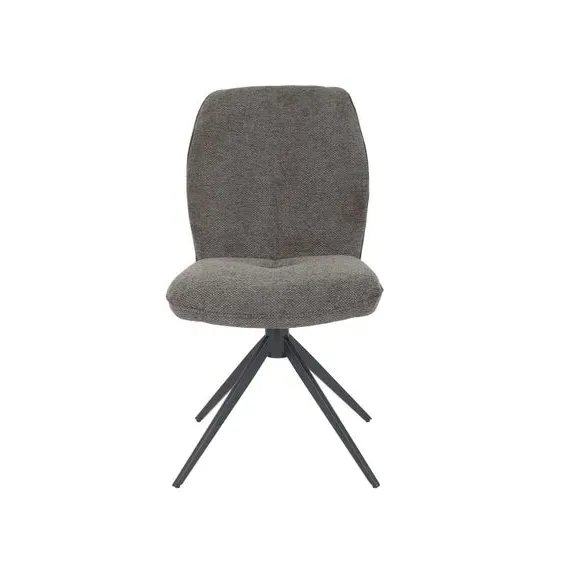 Set of 2 Swivel Dining Chairs - Grey, Fabric