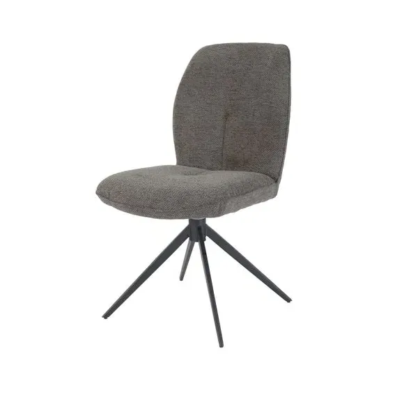 Set of 2 Swivel Dining Chairs - Grey, Fabric
