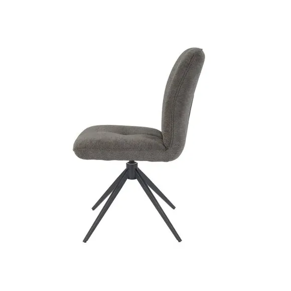 Set of 2 Swivel Dining Chairs - Grey, Fabric