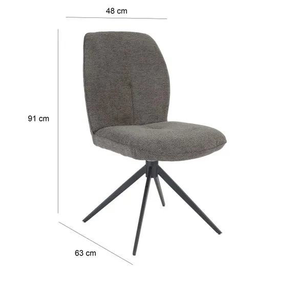 Set of 2 Swivel Dining Chairs - Grey, Fabric