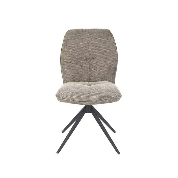 Set of 2 Swivel Dining Chairs - Grey, Upholstered