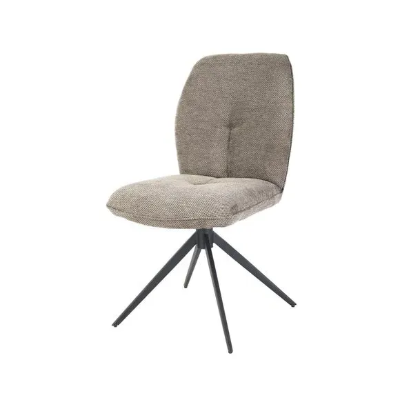 Set of 2 Swivel Dining Chairs - Grey, Upholstered