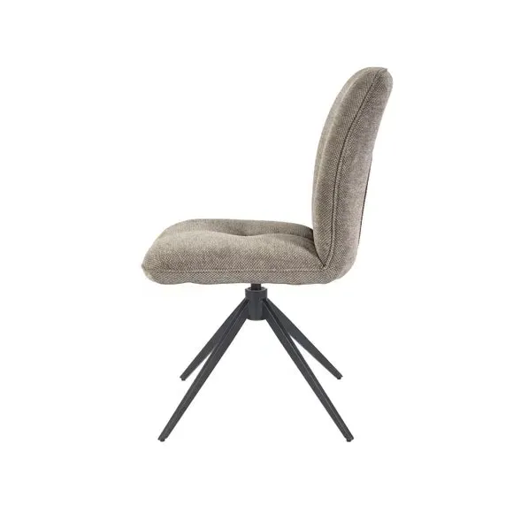 Set of 2 Swivel Dining Chairs - Grey, Upholstered